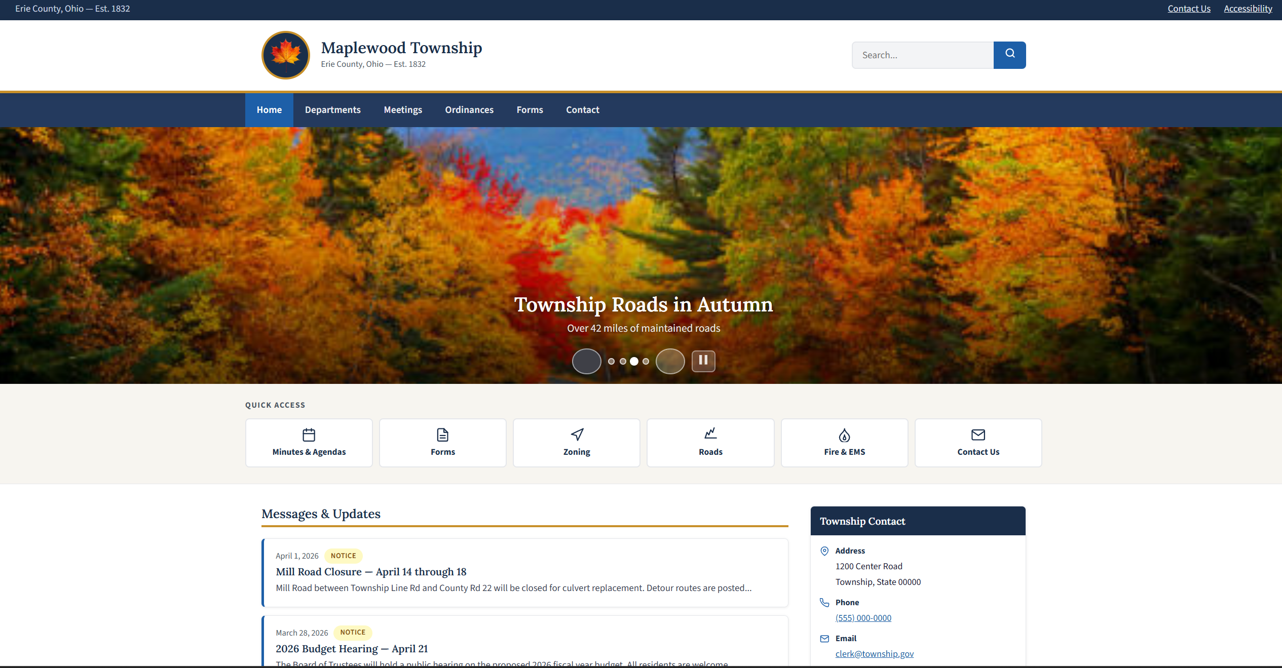 Image of a website front page