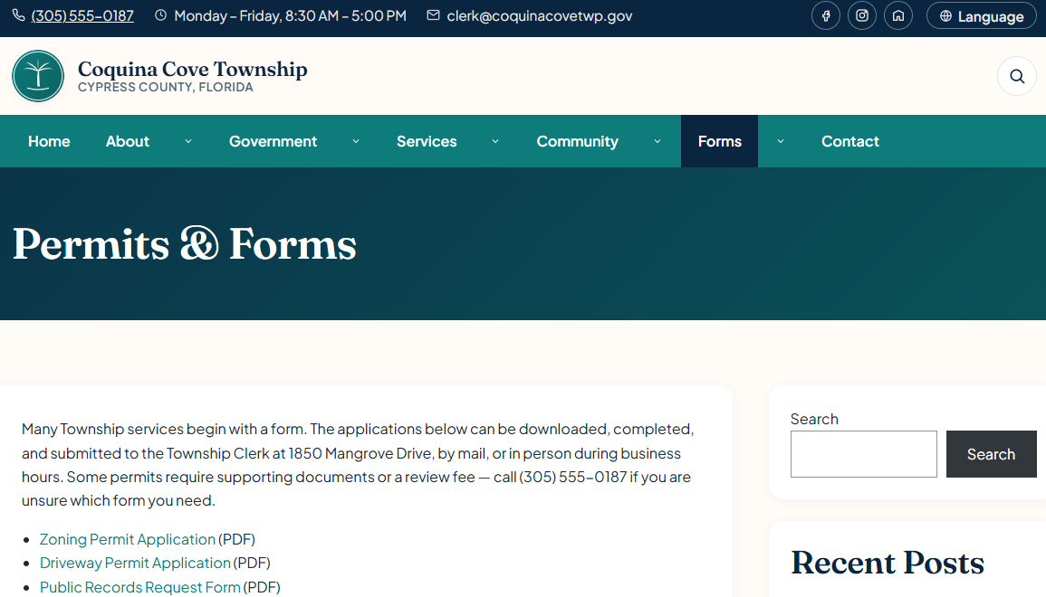 Image of a website page