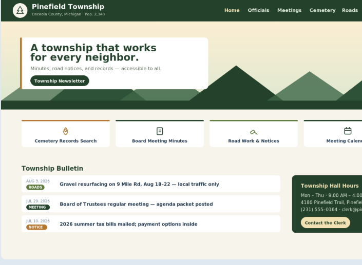 Image of website page